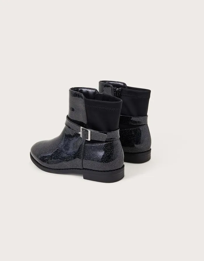 Monsoon Patent Glitter Ankle Boots Black Children Girls039 Shoes and Sandals Monsoon Patent Glitter Ankle Boots Black Children Girls039 Shoes and Sandals