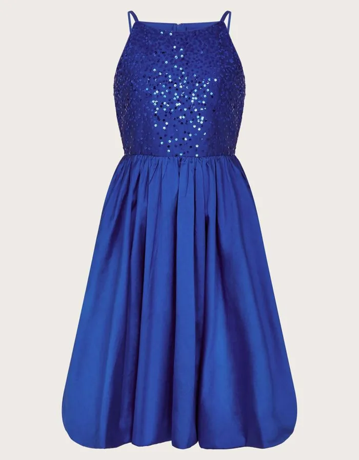 Monsoon Petalova Sequin Prom Dress Blue Children Partywear