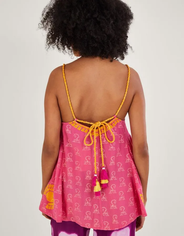 Monsoon Print Woven Strap Cami Top In LENZING ECOVERO Pink Women Tops and Blouses Monsoon Print Woven Strap Cami Top In LENZING ECOVERO Pink Women Tops and Blouses