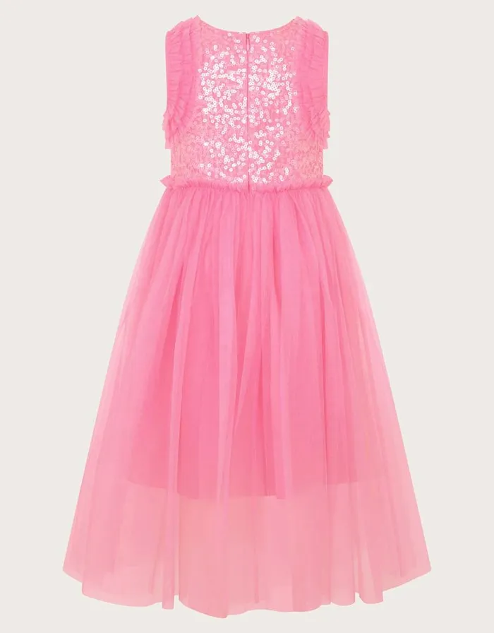 Monsoon Priscilla Sequin Ruffle Dress Pink Children Dresses Monsoon Priscilla Sequin Ruffle Dress Pink Children Dresses