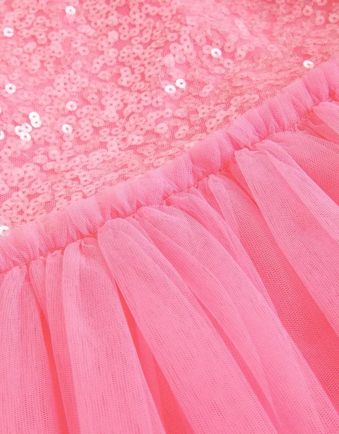 Monsoon Priscilla Sequin Ruffle Dress Pink Children Dresses Monsoon Priscilla Sequin Ruffle Dress Pink Children Dresses