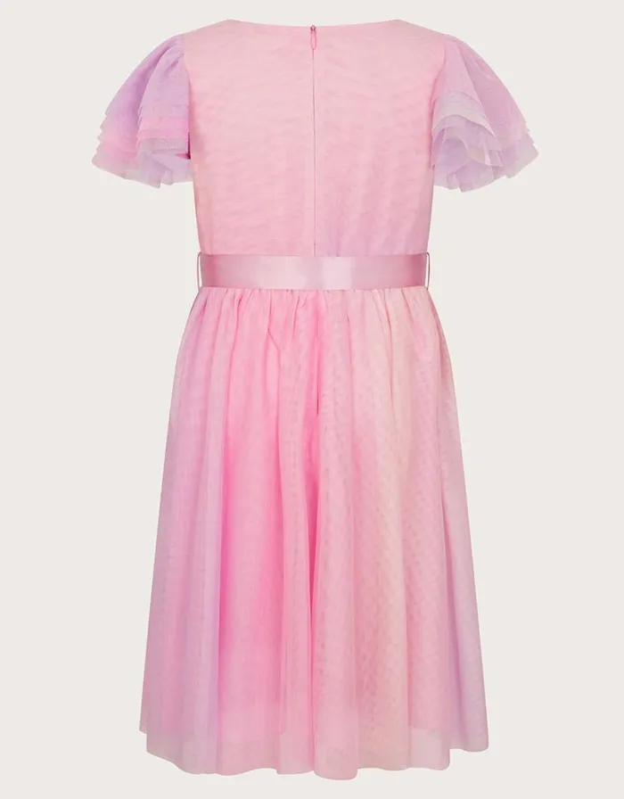 Monsoon Ruffle Sleeve Ombre Dress Purple Children Dresses Monsoon Ruffle Sleeve Ombre Dress Purple Children Dresses