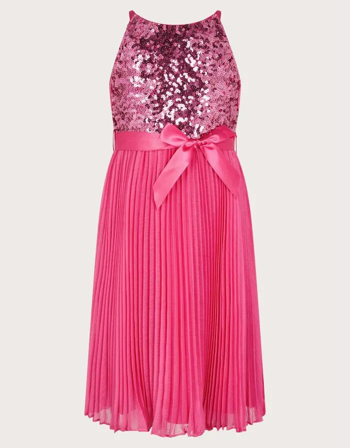 Monsoon Sequin Pleated Truth Dress Pink Children Dresses Monsoon Sequin Pleated Truth Dress Pink Children Dresses