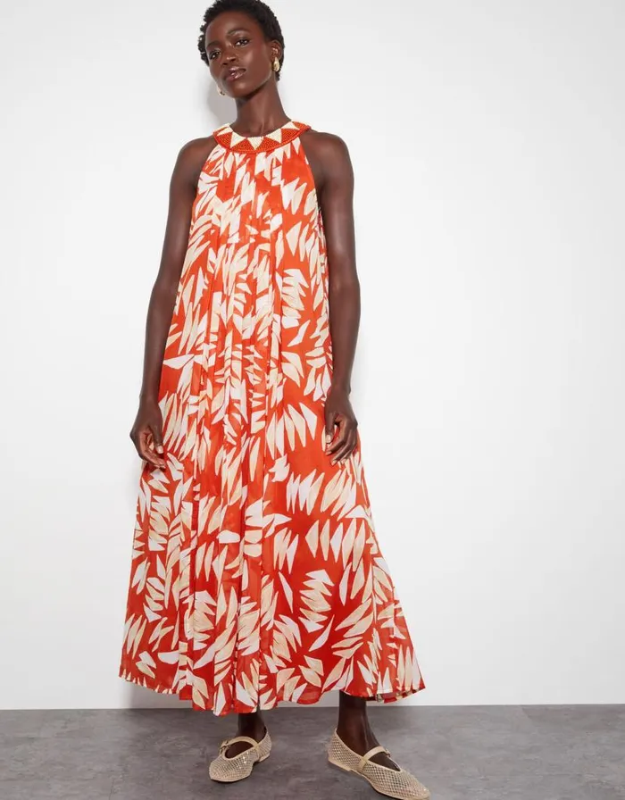 Monsoon Shelly Sleeveless Printed Maxi Dress Orange Women Casualwear Monsoon Shelly Sleeveless Printed Maxi Dress Orange Women Casualwear