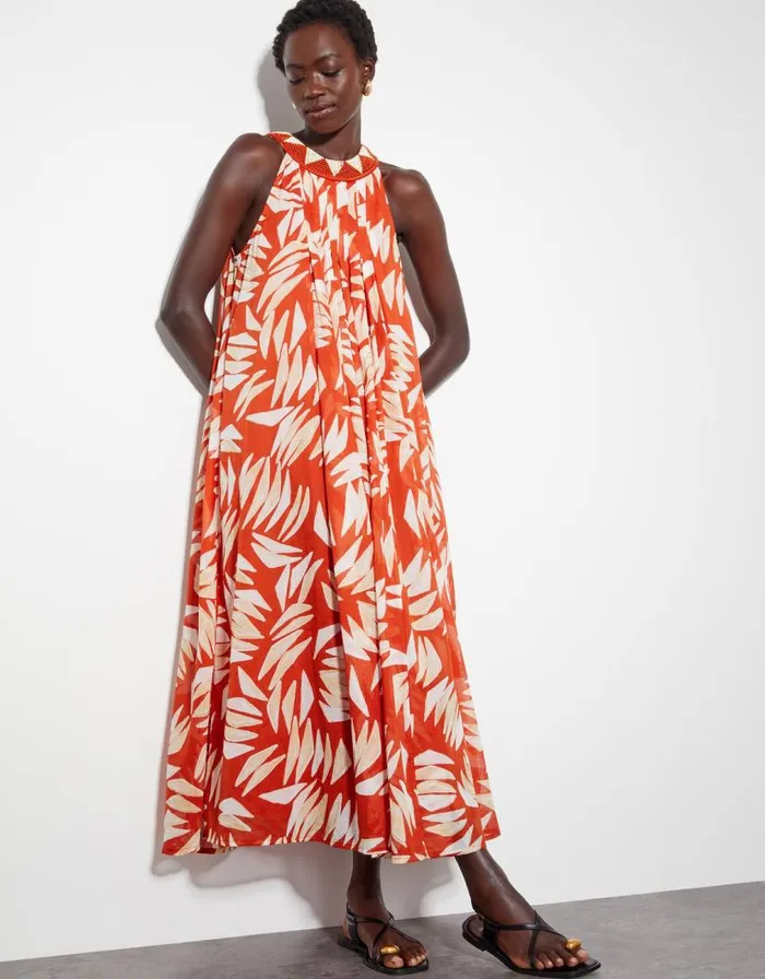 Monsoon Shelly Sleeveless Printed Maxi Dress Orange Women Casualwear Monsoon Shelly Sleeveless Printed Maxi Dress Orange Women Casualwear