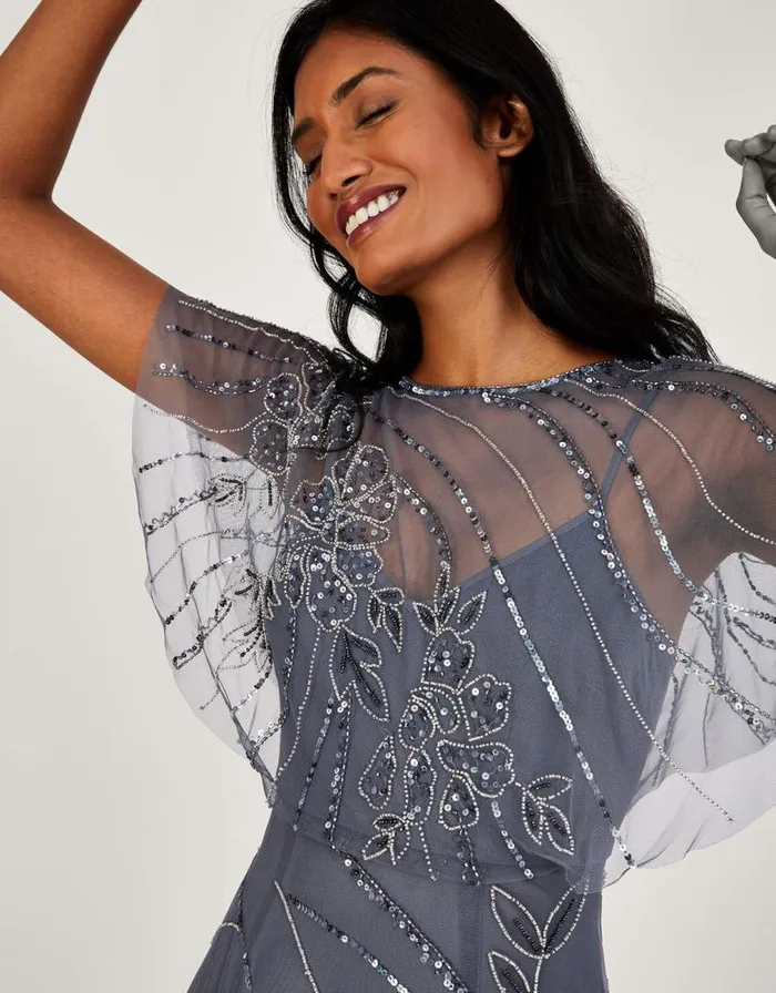 Monsoon Sienna Embroidered Shorter Length Maxi Dress Blue Women Occasionwear Monsoon Sienna Embroidered Shorter Length Maxi Dress Blue Women Occasionwear