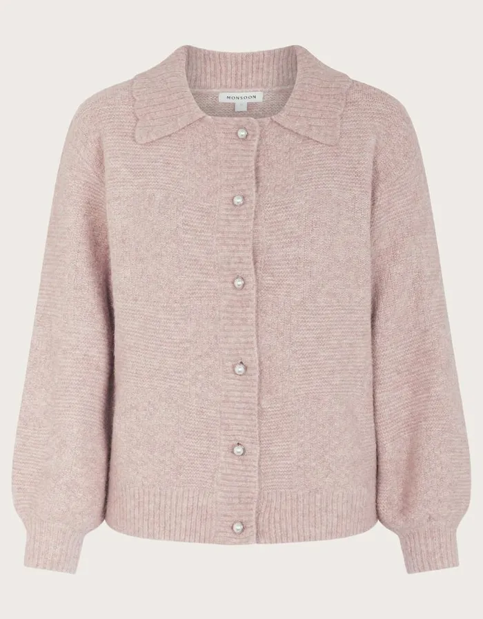 Monsoon Stitch Collar Cardigan Camel Women Knitwear Monsoon Stitch Collar Cardigan Camel Women Knitwear