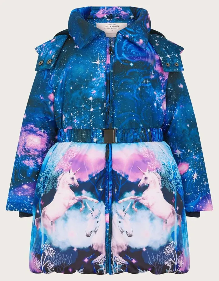 Monsoon Ulla Unicorn Print Coat Multi Children Coats and Jackets Monsoon Ulla Unicorn Print Coat Multi Children Coats and Jackets