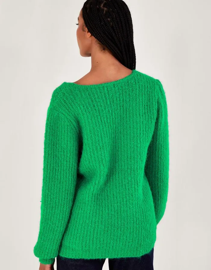 Monsoon VNeck Jumper Green Women Knitwear Monsoon VNeck Jumper Green Women Knitwear