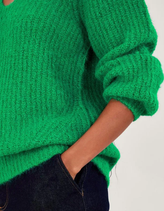Monsoon VNeck Jumper Green Women Knitwear Monsoon VNeck Jumper Green Women Knitwear