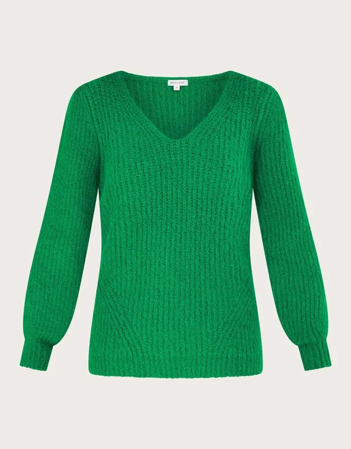 Monsoon VNeck Jumper Green Women Knitwear Monsoon VNeck Jumper Green Women Knitwear