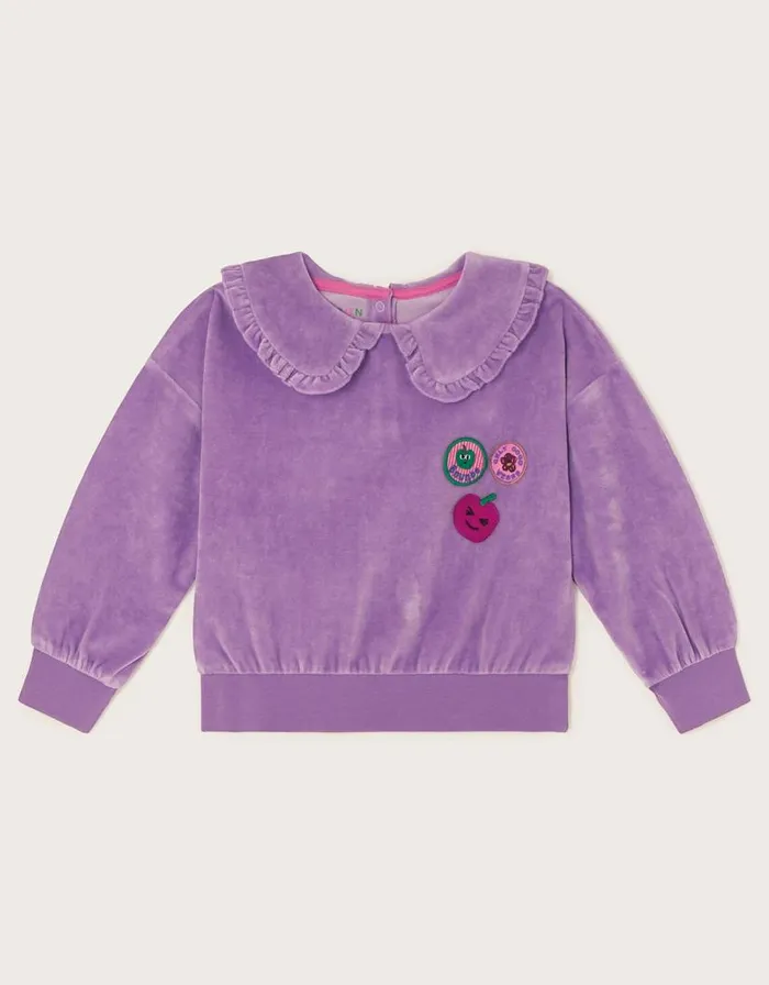 Monsoon Velour Collar Top Purple Children Casualwear Collection Monsoon Velour Collar Top Purple Children Casualwear Collection