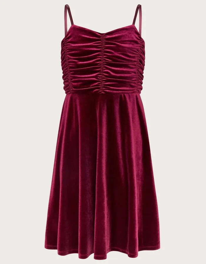 Monsoon Velvet Ruched Strappy Prom Dress Children Dresses