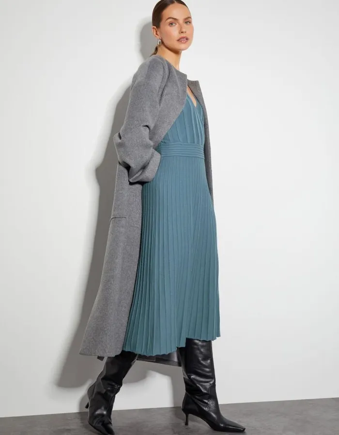 Monsoon Wynn Knit Wrap Midi Dress Blue Women Knitwear Monsoon Wynn Knit Wrap Midi Dress Blue Women Knitwear