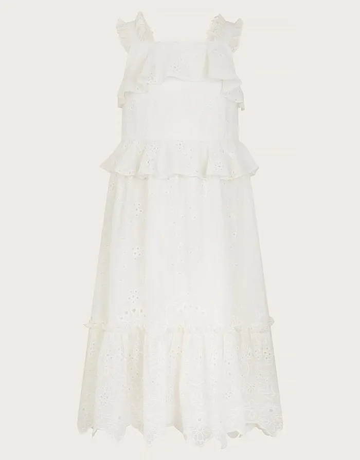Monsoon Zahara Broderie Dress Ivory Children Dresses
