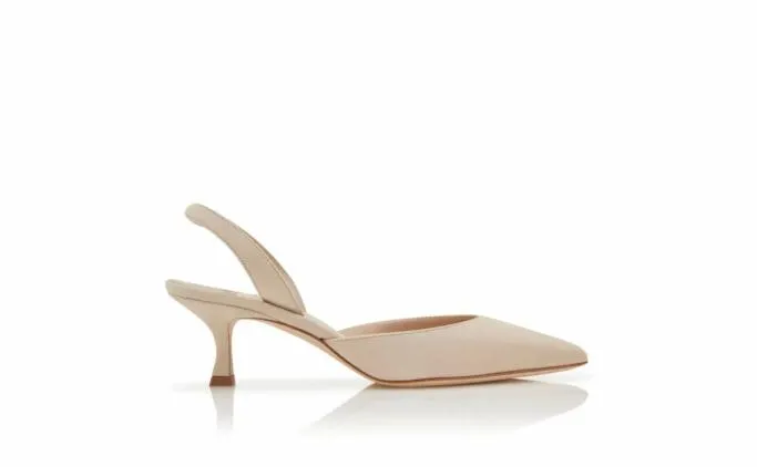 Mules Women Manolo Blahnik CAROLYNE 50Light Beige Suede Slingback Pumps Mules Women Manolo Blahnik CAROLYNE 50Light Beige Suede Slingback Pumps