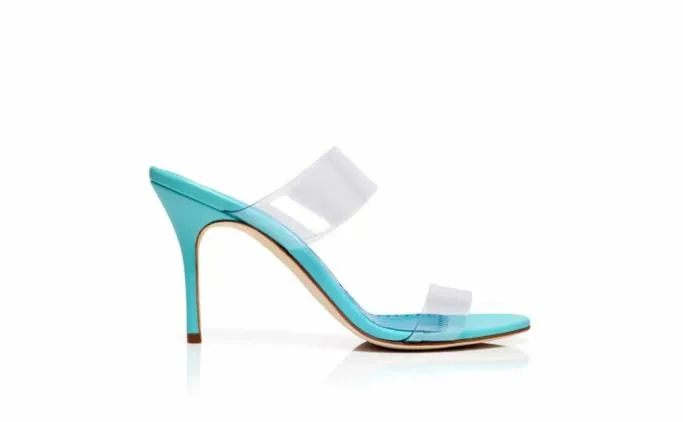 Mules Women Manolo Blahnik SCOLTOLight Blue PVC Open Toe Mules Mules Women Manolo Blahnik SCOLTOLight Blue PVC Open Toe Mules