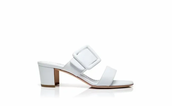 Mules Women Manolo Blahnik TITUBANEWWhite Nappa Leather Open Toe Mules Mules Women Manolo Blahnik TITUBANEWWhite Nappa Leather Open Toe Mules