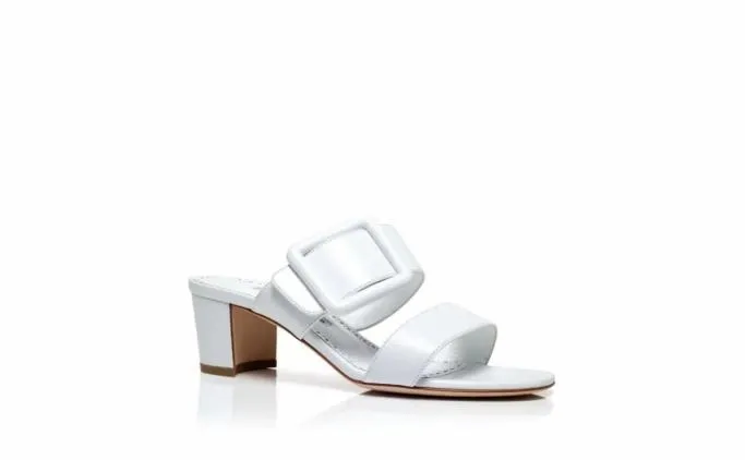 Mules Women Manolo Blahnik TITUBANEWWhite Nappa Leather Open Toe Mules Mules Women Manolo Blahnik TITUBANEWWhite Nappa Leather Open Toe Mules
