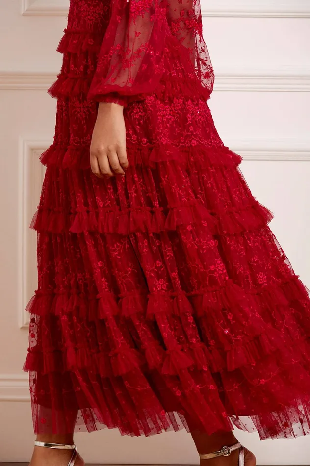 Needle and Thread Blossom Lace Ankle Gown Red Women Exclusives