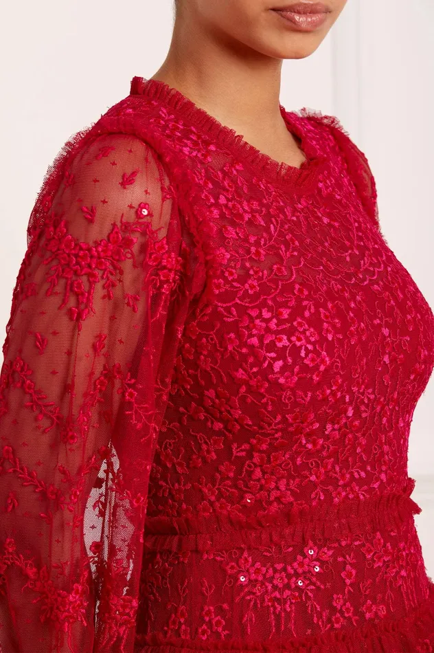 Needle and Thread Blossom Lace Ankle Gown Red Women Exclusives