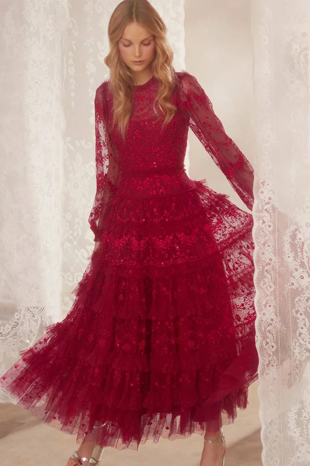 Needle and Thread Blossom Lace Ankle Gown Red Women Exclusives