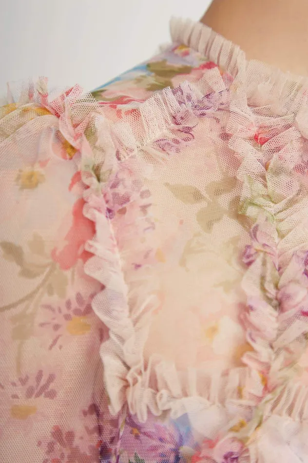 Needle and Thread Floral Diamond Ruffle Ballerina Dress Multi Women Printed Dresses