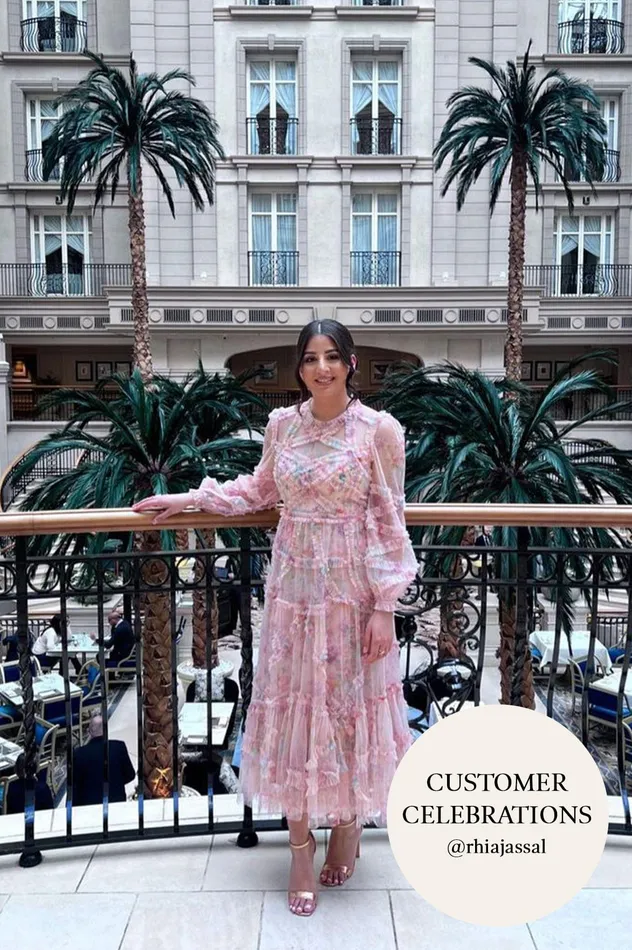 Needle and Thread Floral Diamond Ruffle Ballerina Dress Multi Women Printed Dresses