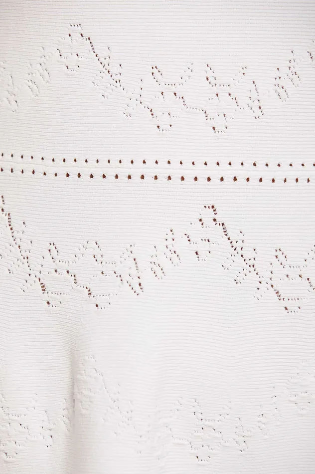 Needle and Thread Pretty Pointelle Knit Scoop Neck Mini Dress White Women Knitwear