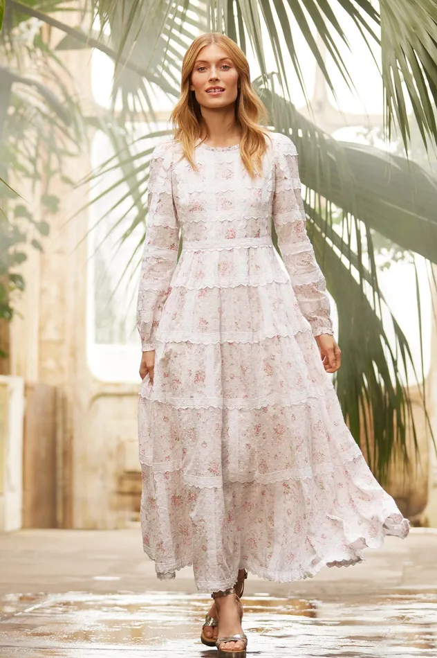 Needle and Thread Vintage Ditsy Sophia Long Sleeve Ankle Gown Multi Women Printed Dresses Needle and Thread Vintage Ditsy Sophia Long Sleeve Ankle Gown Multi Women Printed Dresses