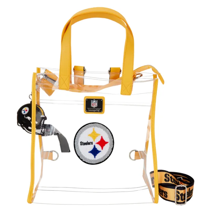NFL Pittsburgh Steelers Clear Convertible Backpack and Tote Bag Unisex Loungefly Backpacks NFL Pittsburgh Steelers Clear Convertible Backpack and Tote Bag Unisex Loungefly Backpacks