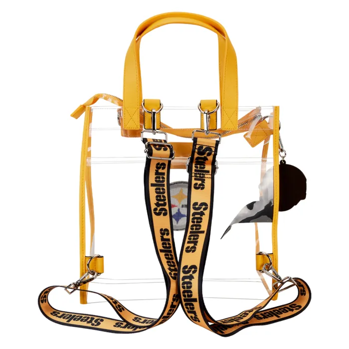 NFL Pittsburgh Steelers Clear Convertible Backpack and Tote Bag Unisex Loungefly Backpacks