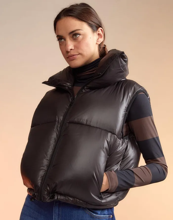 Nylon Puffer Vest 8211 Black Women Cynthia Rowley Jackets and Coats