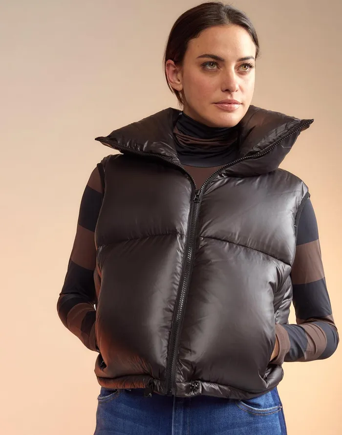 Nylon Puffer Vest 8211 Black Women Cynthia Rowley Jackets and Coats
