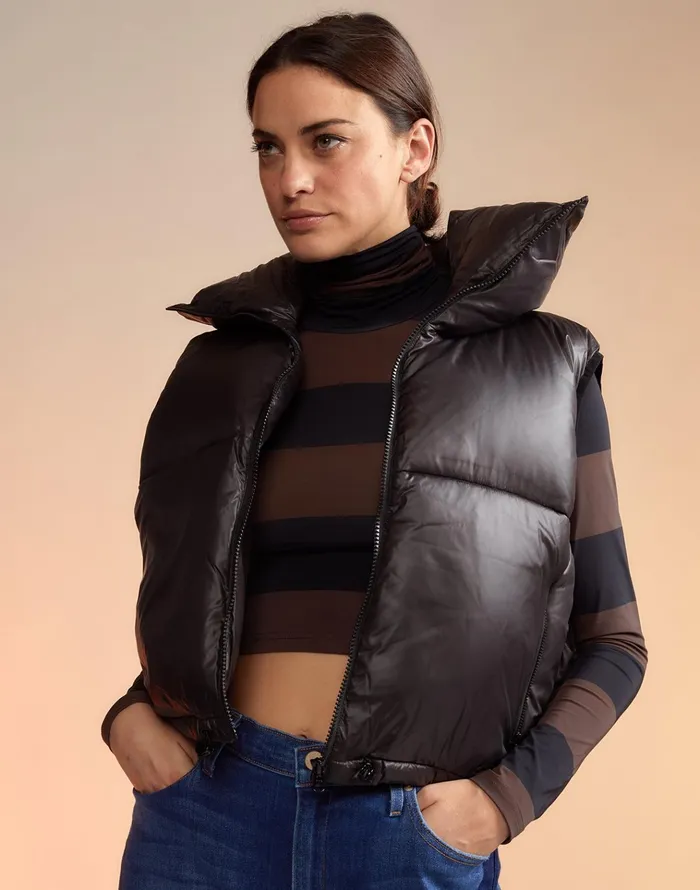 Nylon Puffer Vest 8211 Black Women Cynthia Rowley Jackets and Coats