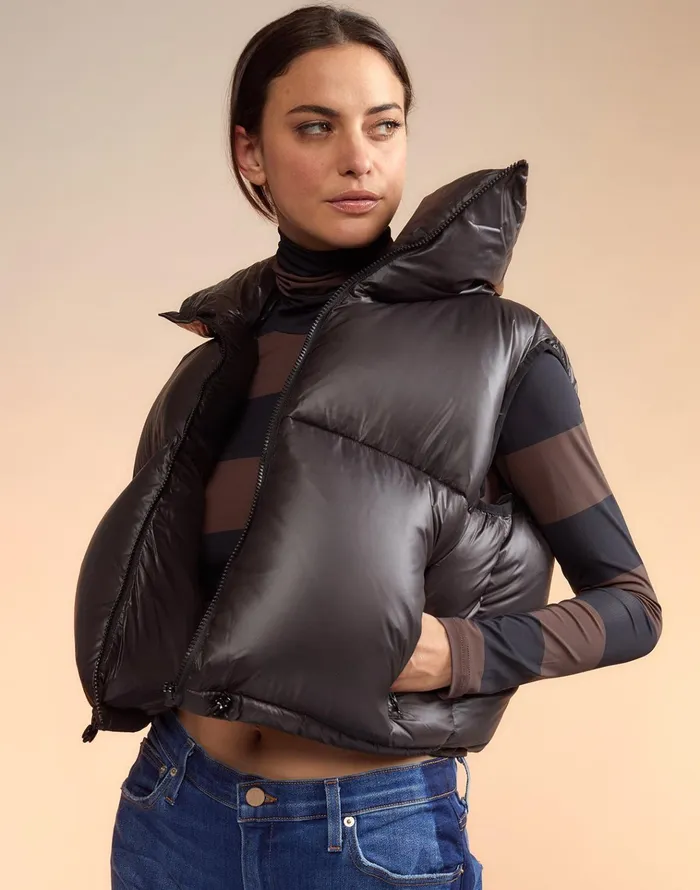 Nylon Puffer Vest 8211 Black Women Cynthia Rowley Jackets and Coats