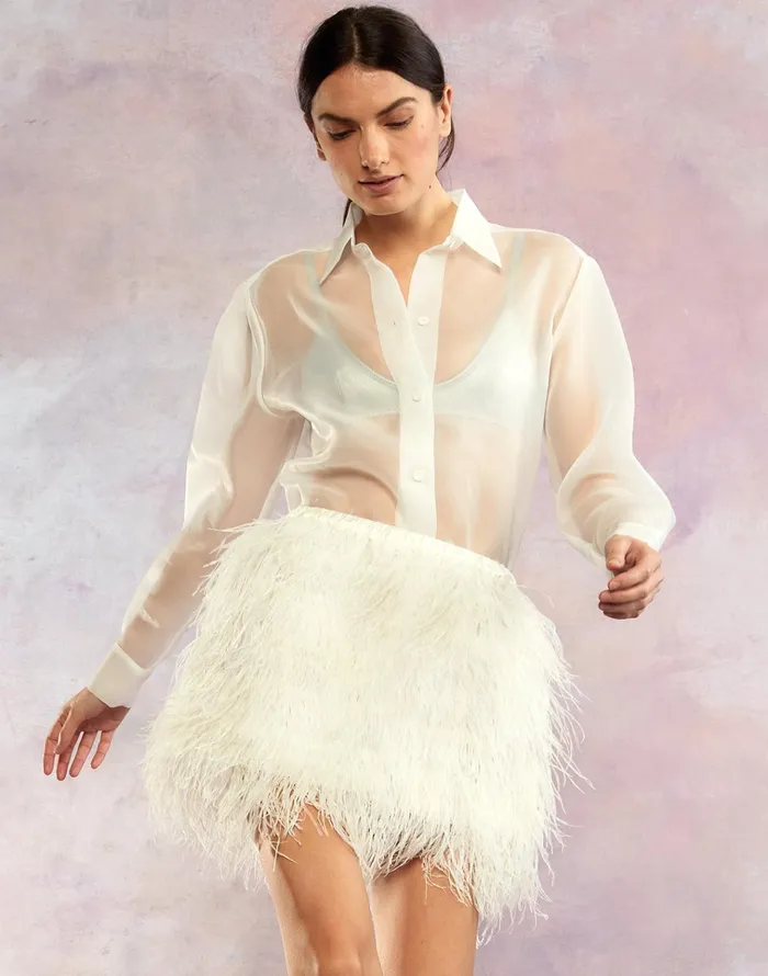 Organza Button Down Shirt 8211 White Women Cynthia Rowley Tops