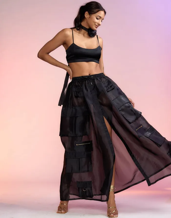 Organza Cargo Skirt 8211 Black Women Cynthia Rowley Bottoms