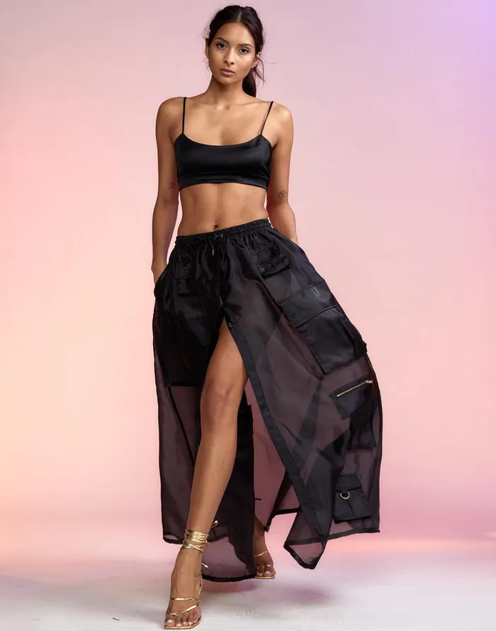 Organza Cargo Skirt 8211 Black Women Cynthia Rowley Bottoms