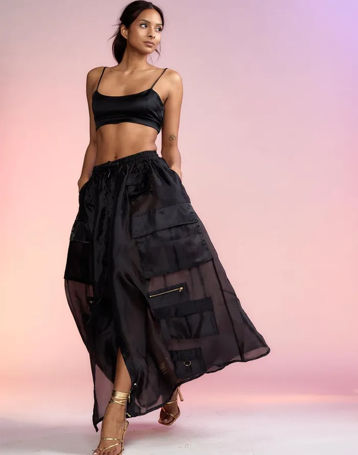 Organza Cargo Skirt 8211 Black Women Cynthia Rowley Bottoms