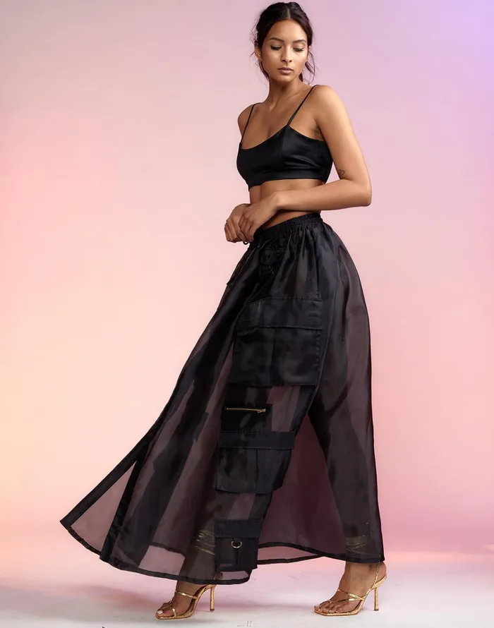 Organza Cargo Skirt 8211 Black Women Cynthia Rowley Bottoms