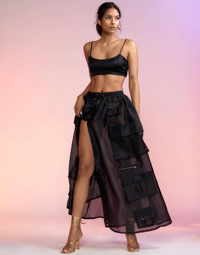 Organza Cargo Skirt 8211 Black Women Cynthia Rowley Bottoms