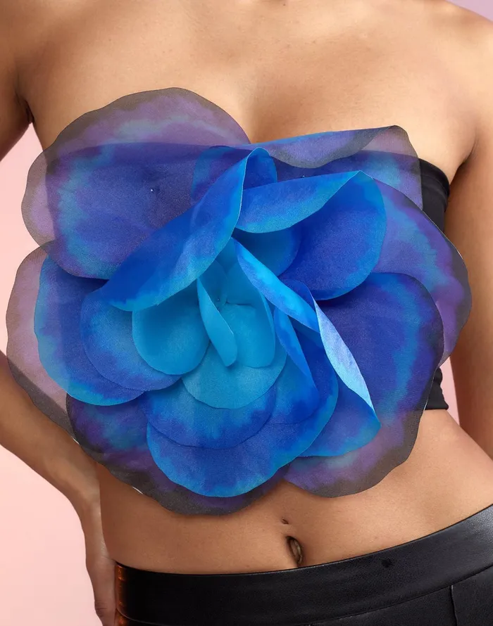 Organza Flower Bandeau Top 8211 Blkmt Women Cynthia Rowley Tops