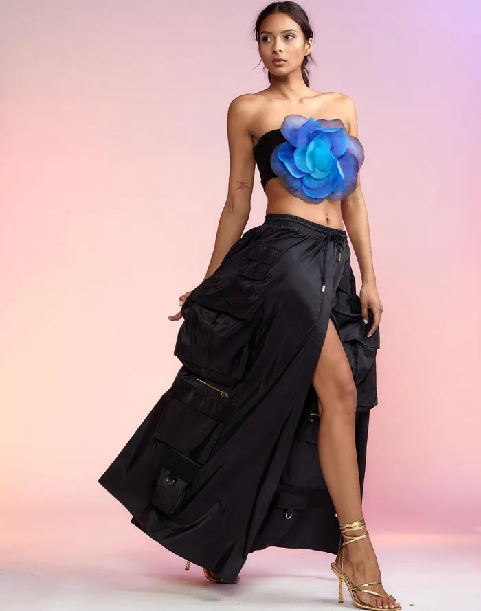 Organza Flower Bandeau Top 8211 Blkmt Women Cynthia Rowley Tops