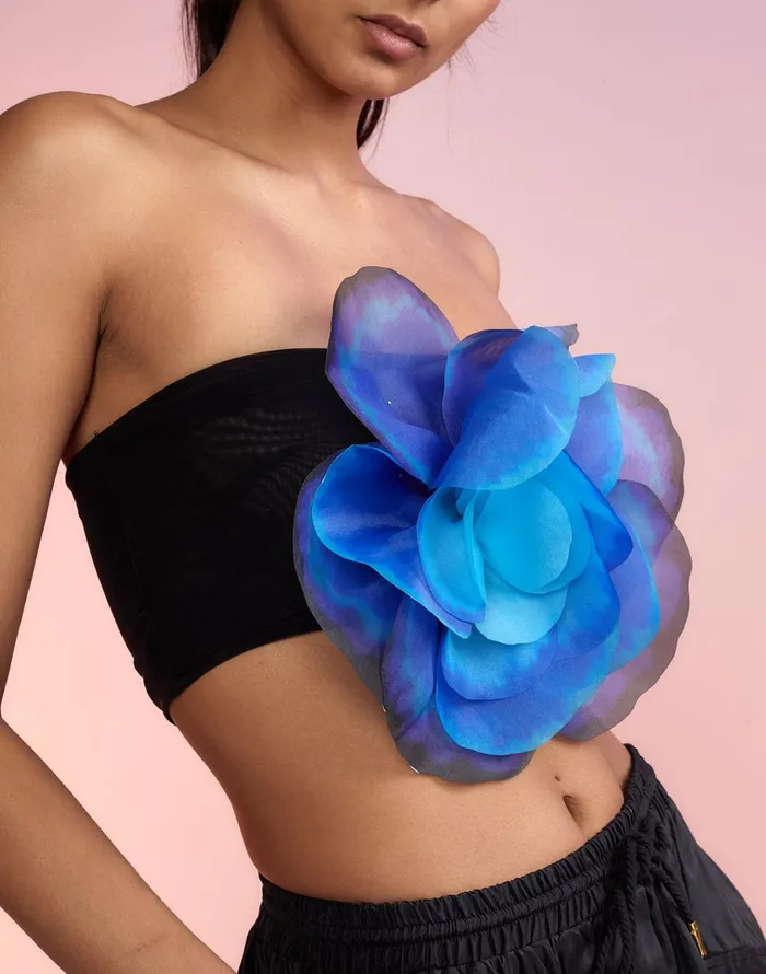Organza Flower Bandeau Top 8211 Blkmt Women Cynthia Rowley Tops
