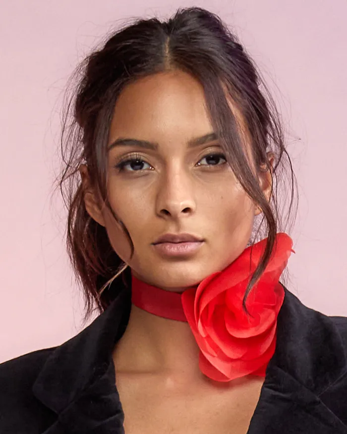 Organza Flower Ties 8211 Red Women Cynthia Rowley Accessories