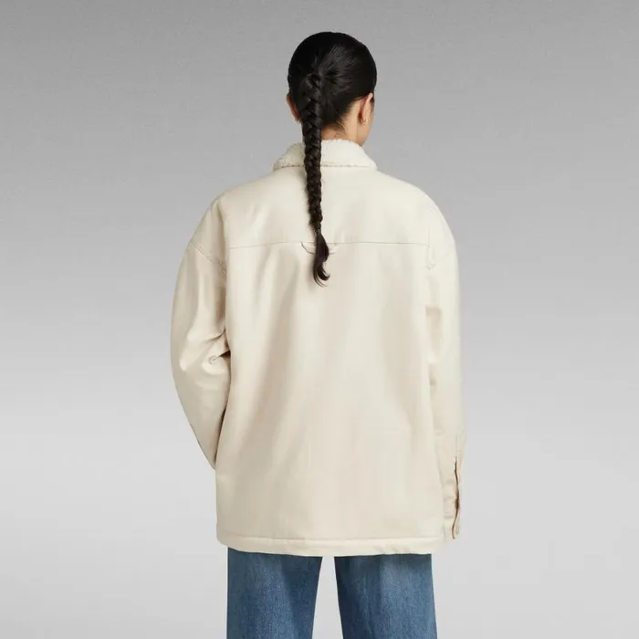 Overshirts Women GStar RAW Boxy Sherpa Lined Overshirt Ecru