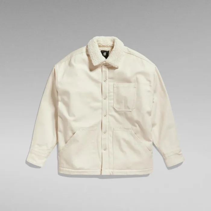 Overshirts Women GStar RAW Boxy Sherpa Lined Overshirt Ecru