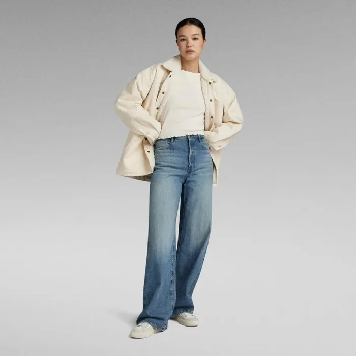 Overshirts Women GStar RAW Boxy Sherpa Lined Overshirt Ecru