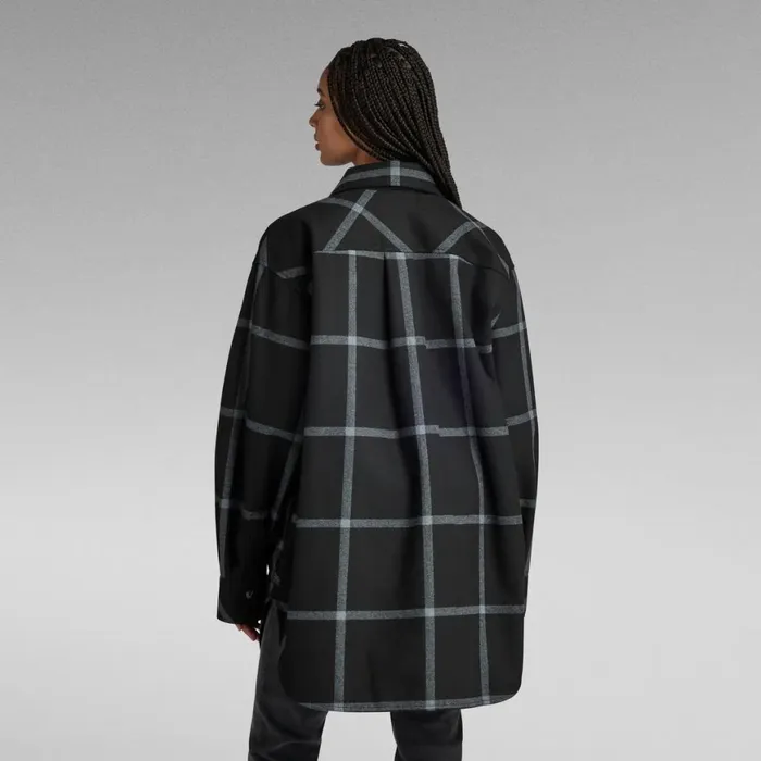 Overshirts Women GStar RAW Regular Boyfriend Overshirt Dark Black Louis Check
